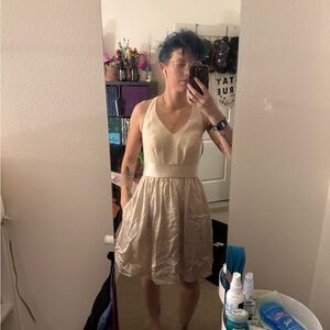 Elegant Cream Sleeveless Dress